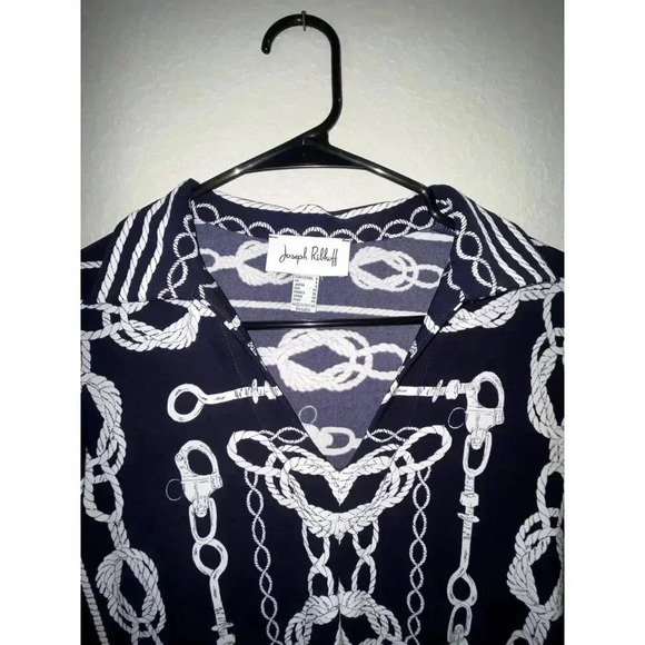 Joseph Ribkoff Rope & Chain Link Navy Blue Womans Blouse - Picture 4 of 6